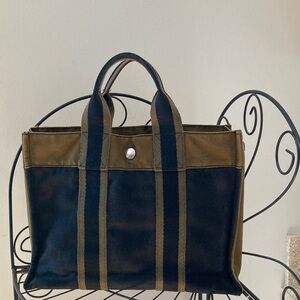 Hermes Black and Tan Tote Bag